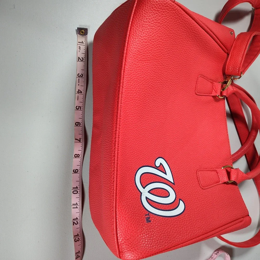 FOCO Washington Nationals MLB Red Pebbled Satchel Crossbody Bag Handbag Fan Gear